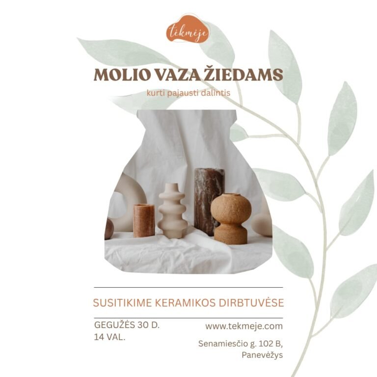 Keramikos lipdymo renginys Panevėžyje – molio vaza žiedams