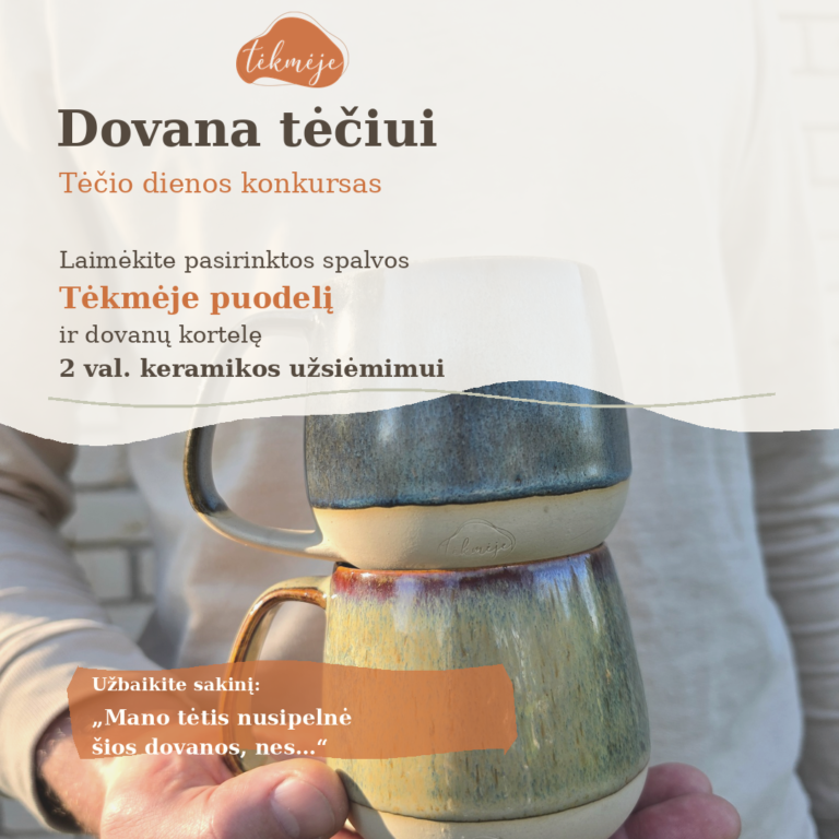 Tėčio dienos konkursas – rankų darbo puodelis ir keramikos užsiėmimo dovana tėčiui